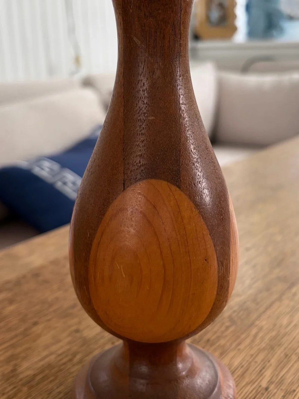 Source Unknown Two-Tone Wooden Candle Holder in Brown